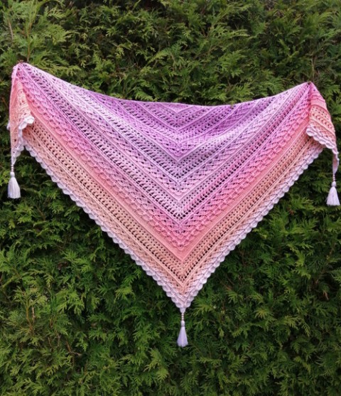 Šátek háčkovaný růžový šátek háčkovaný růžový 