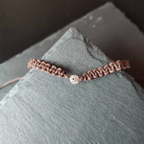Macrame - Filigrán, stříbro, brown talisman náramek stříbro filigrán amulet unisex textilní drhaný macrame 
