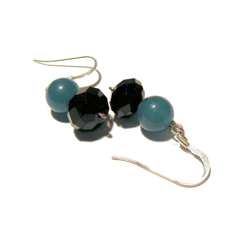 Stříbrné náušnice, Puntík,chalcedon 