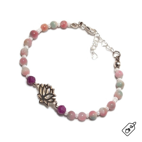Syříbrný náramek, Lotos Multicolor 