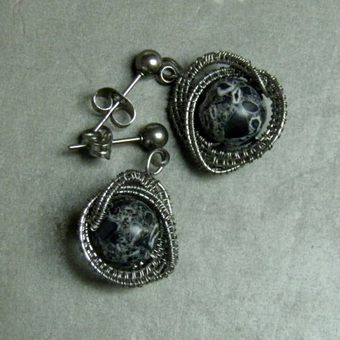 Náušníce Mira nerez korálek kulička minerály mramor nerezový drát nerezová ocel 