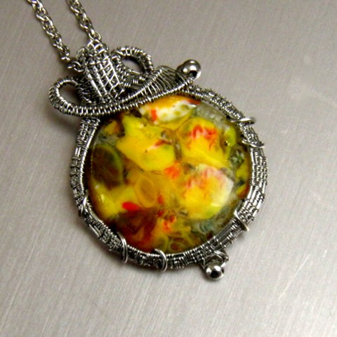 Murano nerez fusing kabošon millefiori spékané sklo nerezový drát nerezová ocel řetízek nerez 