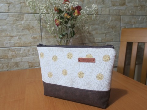 Kosmetická taštička - Kopretiny kabelka textil kosmetická kapsička textilní kosmetika podšitá bavlněná do kabelky na doklady dokladovka organizer 