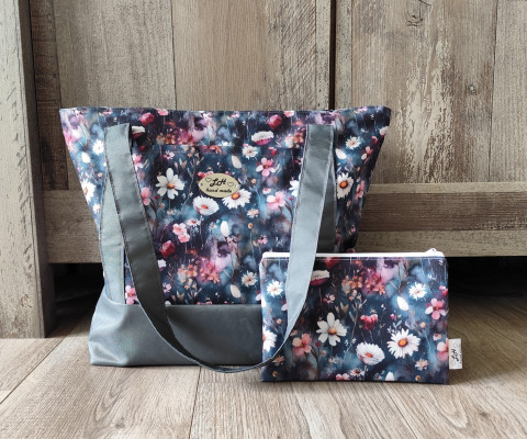 Kabelka s taštičkou - luční květy kabelka taštička kabela přes rameno do ruky pouzdro na drobnosti 