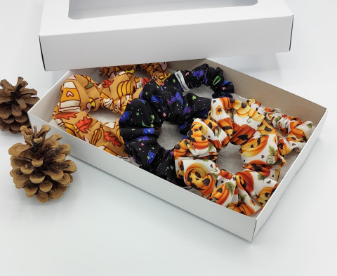 Halloweenská sada 3. - 6 scrunchies spona sponka sponky do vlasů spony scrunchies scrunchie 