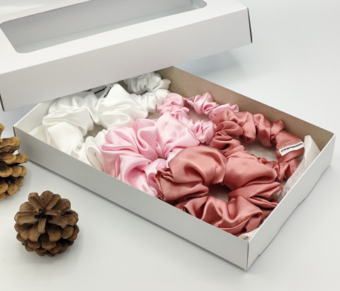 Dárková sada růžová - 6 scrunchies spona sponka sponky do vlasů spony scrunchies scrunchie 