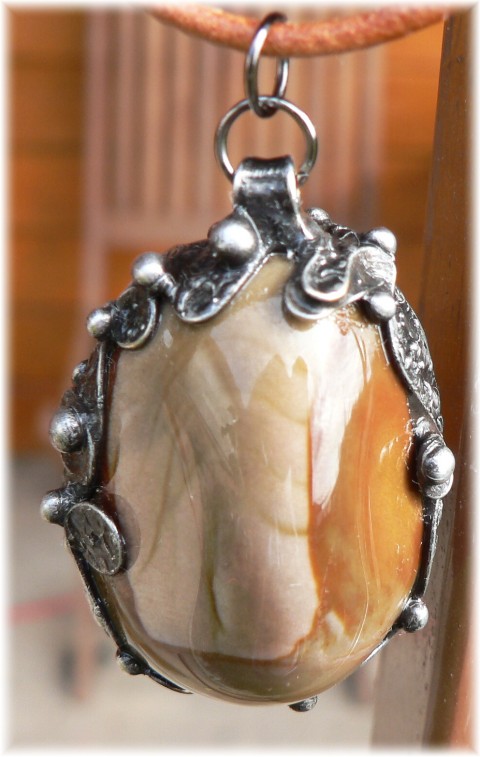 Přírodní...Jaspis cín jaspis cínování minerály náhdelník pčívěsek 