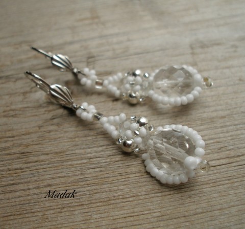 Baroque collection IV. náušnice sníh bílá svatba šité stříbrná svatební čirá mráz barokní fialovomodré modá 