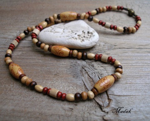 Kolekce Flowering wood LXX. dřevěné náhrdelník originální hnědá natur pánský keramický podzimní 