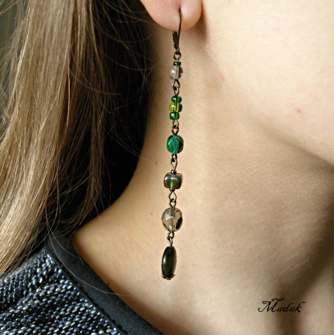 Long long XX. ........ náušnice zelená náušnice podzim hnědá visací dlouhé long 