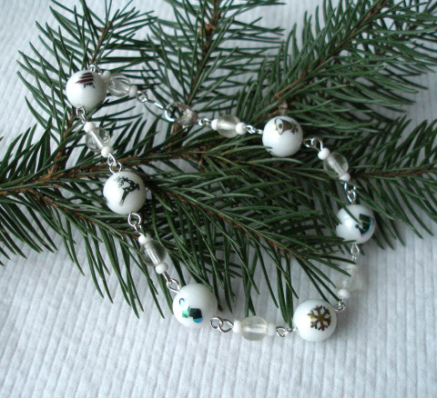 Christmas  ...... náramek náramek zima vánoce bílá christmas 