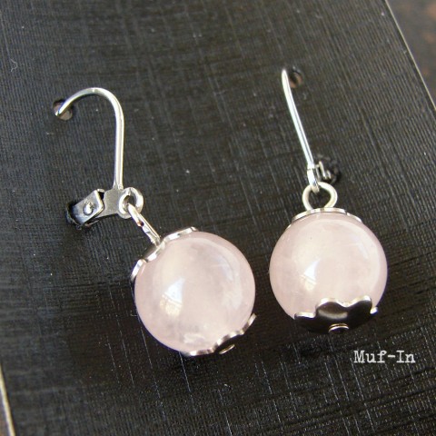 Náušnice - Růženín a chirurg.ocel polodrahokam náušnice růžová minerál chirurgická ocel růženín náušničky minerály hypoalergenní 