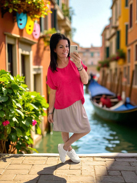 Dámská sukně lila satén - M/L fialová sukně zajímavá krátká purpurová business 