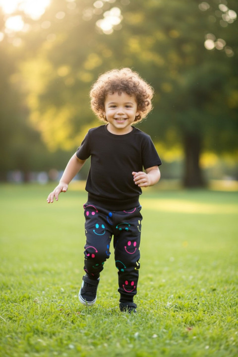 Dětské softshell kalhoty smajlík 80 dětské kalhoty bavlněné tepláky hořčicové baggy 