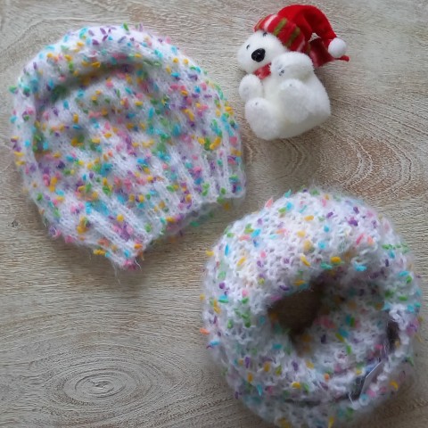 Pletená souprava čepice a nákrčník pletená zimní čepice čepka zima  