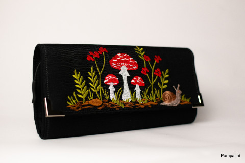 Houbičky na černé kabelka originální dárek taška květina peněženka motýl květy dáreček výšivka kůže koruna peníze imitace nákupní nákupy karty dolar shopping euro 