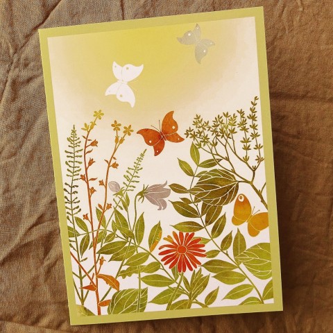 Přání NA LOUCE motýl květiny přání zvonek motýlek modrásek bělásek žluťásek 