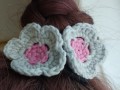 gumička s kytkou - šedá s růžovou