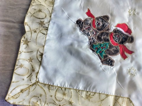 Retro vánoční ubrus 2 medvěd aplikace ubrus. vánoce dekorace. retro 