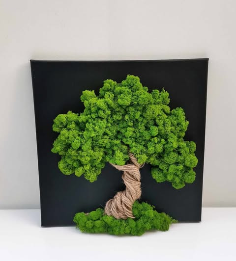 Mechový obraz, strom života, 40x40 obraz obrázek strom života sobí mech mechová dekorace mechový strom 