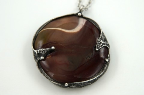 Tajemná cesta (jaspis) náhrdelník přívěsek cín řetízek jaspis přívěs amulet mosaz mokait chirurgická ocel 316l valounek mookait 