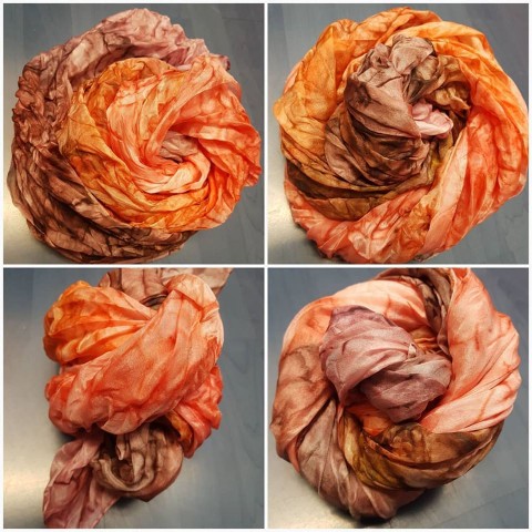 Šál,Orange s medem sperkyjoha hedvábný velký šál 180 x 90 cm 