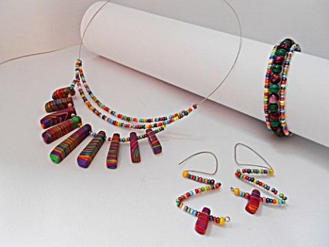 Souprava Letní párty náhrdelník náramek korálky náušnice sklo barevné souprava minerály 
