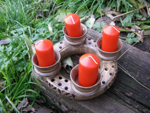 Adventní svícen vánoce keramika svícen přírodní věnec bílek dům chalupa advent 