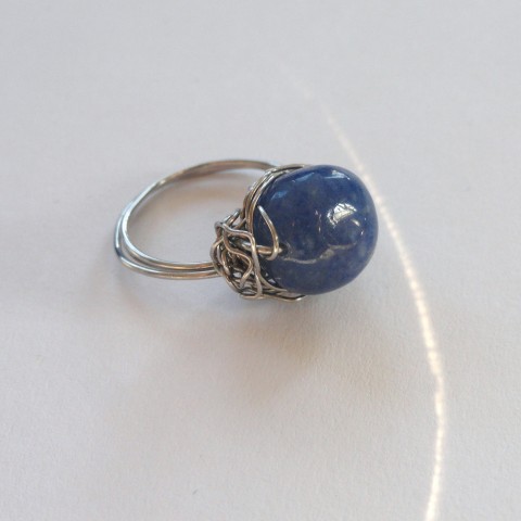 sodalitový..prsten prsten modrá drát chirurgická nerez ocel sodalit 