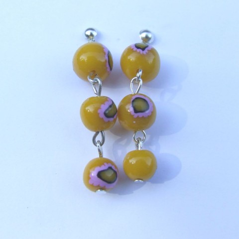 Žluté náušnice náhrdelník kuličky fimo korále 