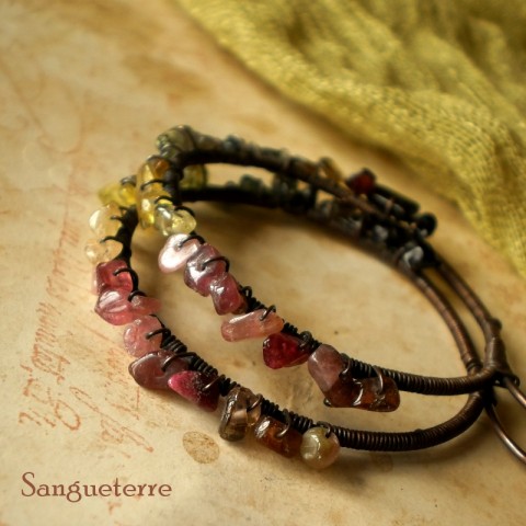 Duha vytrysklá z melounu zelená náušnice růžová hnědá meloun khaki náušničky náušky duha olivová okrová země melounové purpurová zemité 