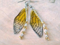 Náušnice - motýlí křídla - žlutá
