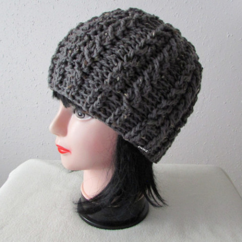 Čepice unisex čepice háčkovaná šedá dámská zimní akryl teplá unisex pánská handmade viskoza tmavěšedá 