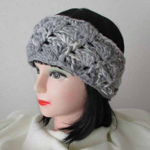 Čelenka zima bílá šedá dámská čelenka zimní teplá melír hřejivá na hlavu pro ženy šedobílá 