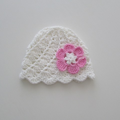 Čepička děti růžová háčkovaná jarní čepička holčička holčičí letní vzdušná bílá jaro miminko léto holka handmade 