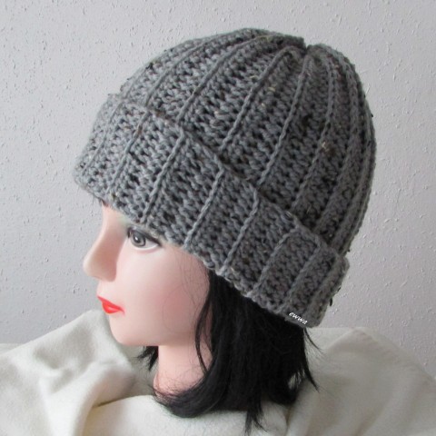 Čepice unisex zima velká čepice háčkovaná šedá pružná zimní akryl unisex hřejivá viskoza crochet nopky debilka světlešedá 