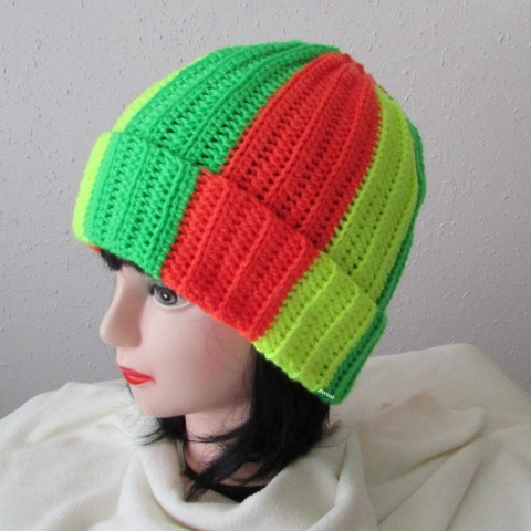 Čepice zelená zima oranžová velká čepice háčkovaná žlutá pružná dámská zimní akryl unisex pánská hřejivá crochet debilka antipilling svítivěžlutá 