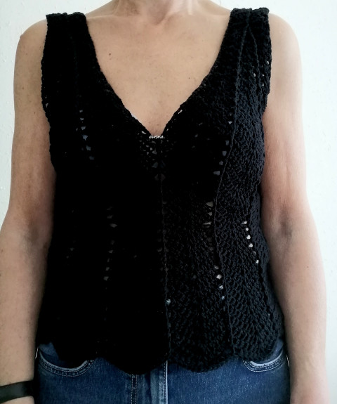 Háčkovaný dámský top letní bavlna ženy černá top léto háčkované akryl tílko dámské crochet 