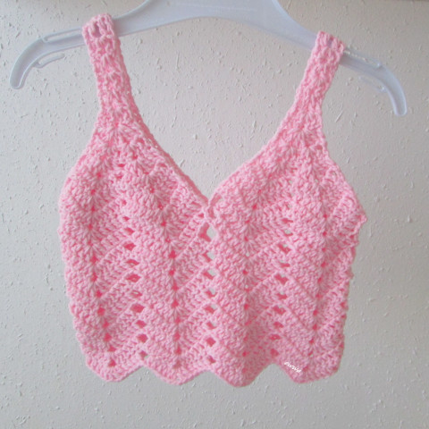 Háčkovaný dívčí top, tílko děti růžová holčička holčičí dívčí letní top háčkované tílko bolerko handmade 