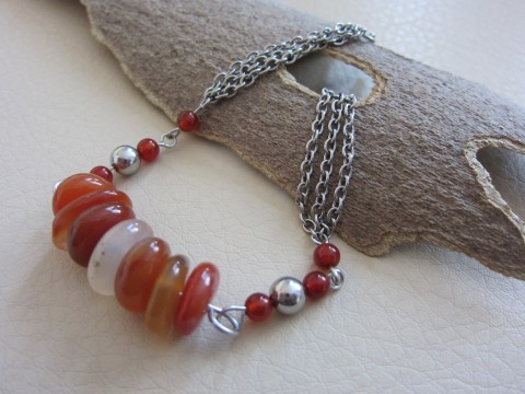 náramek Oranžáda ... achát náramek oranžová mléčná nerez karneol jemný platinová cihlová kámen 