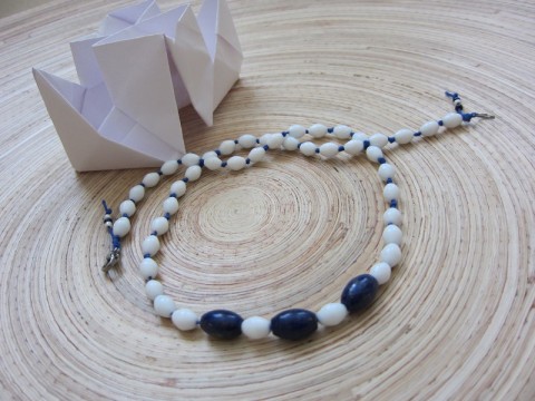 náhrdelník Sailor ... náhrdelník modrá sklo bílá len nerez oceán rokail námořní lapis lazuli sailor moře voda 