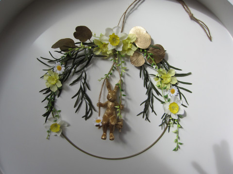 Věnec-Spring.20 Alice in Wonderland kruh květiny věnec houpačka narcis na dveře eukalyptus králík. zajíc 