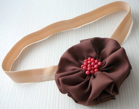 Tělová čelenka. hnědá šedá ozdoba čelenka mašlička čelenka pro holčičku pružná čelenka vlasová ozdubka 