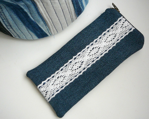 Riflové pouzdro nebo tužkovník. taštička kosmetická taštička na kosmetiku taštička na doklady riflová barevná glamur béžová luxusní 