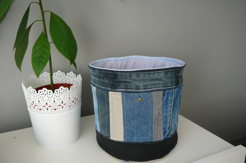 Džínový koš na cokoliv. koš kulatá riflová džinová 