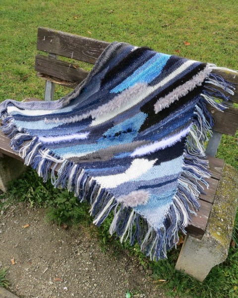 freeform šátek modrý originální velký dámský šátek efektní 