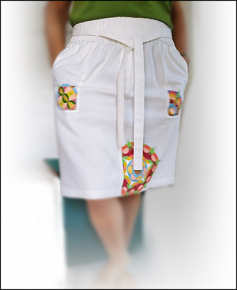 Len + bavlna  + mandala- v.46 malba letní sukně pohodlná len léto mandala pohoda bavlněná 