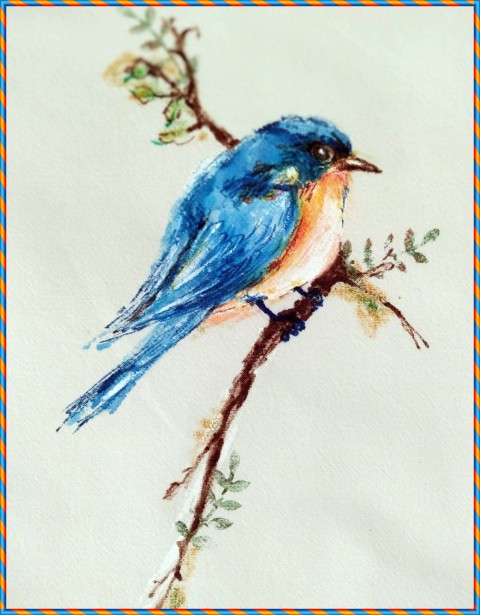 Malovaný ptáček je tu pro radost ! ptáček malování šití polštář barvy 