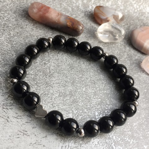 Černý onyx se srdíčkem náramek onyx 