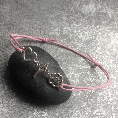 Náramek Milujeme zvířata - růžový náramek srdce láska zvířata tlapka ochranný kabbalah 